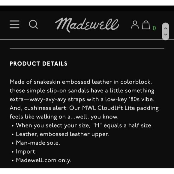 Madewell The Wave Slide Leather Sandal Snakeskin Womens Shoes Size 8.5 Pre-Owned - Picture 13 of 13